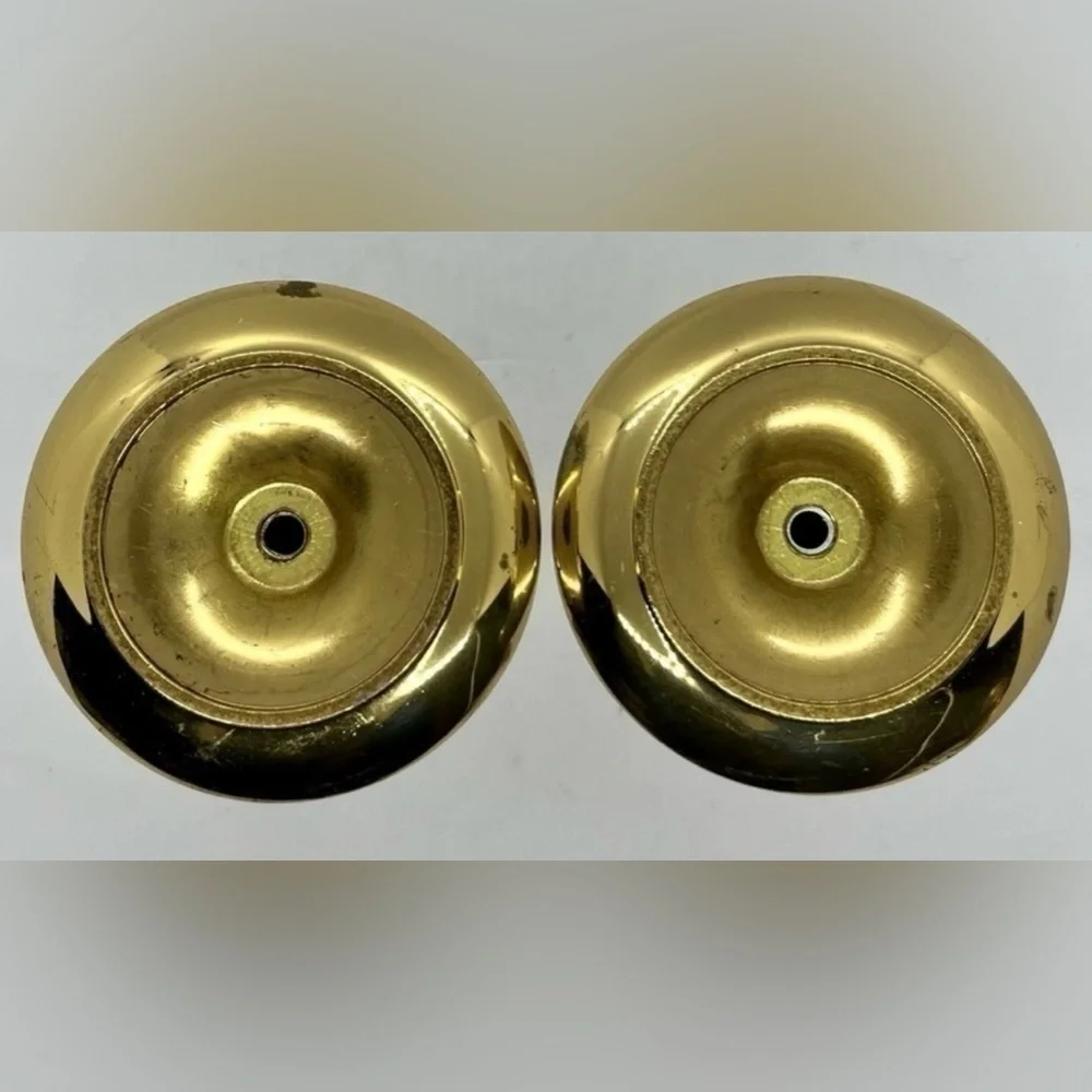 Vintage Pair of Solid Polished Brass Candle Holders Candlesticks